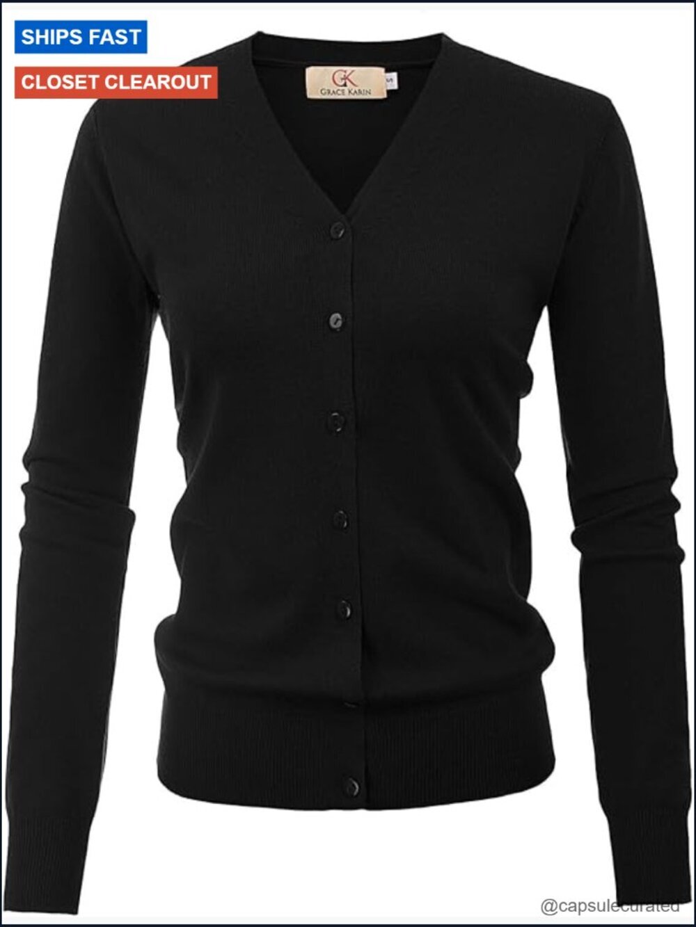 Long Sleeve Button Down Vee Neck Classic Sweater Knit Cardigan